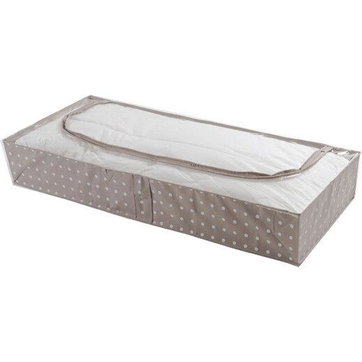 Nízký textilní úložný box Compactor Rivoli 107 x 46 x 16 cm, hnědá s bílými  puntíky - GLAMI.cz