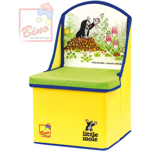 BINO KRTEK Krabice na hračky box 2v1 dětská židlička Krteček žlutá plast  karton - GLAMI.cz