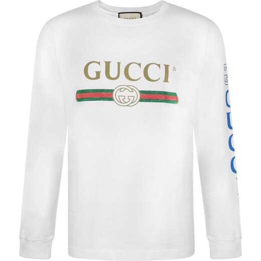 Tričko s dlouhým rukávem Gucci Fake Logo Long Sleeved T Shirt - GLAMI.cz
