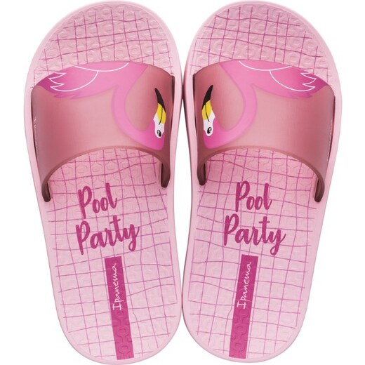 Ipanema růžové dívčí pantofle Urban Slide Kids Light Pink/Pink s plameňákem  - 33/34 - GLAMI.cz