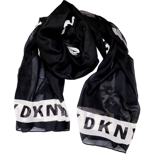 Šátek DKNY Logo černý - GLAMI.cz