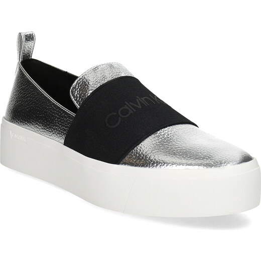 Calvin Klein Stříbrné dámské slip-on tenisky - GLAMI.cz