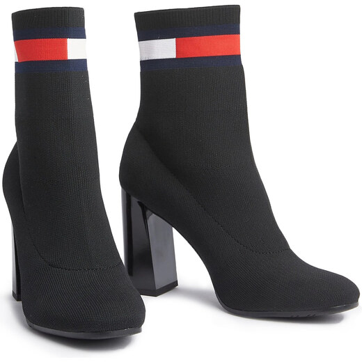 Tommy Hilfiger černé ponožkové boty na podpatku Sock Heeled Boot Black - 40  - GLAMI.cz