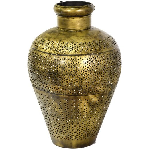 Světelná váza, kovová, ručně tepaná, mosazná patina, 40x40x60cm - GLAMI.cz
