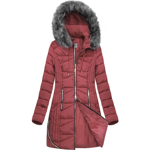 S'WEST Růžová prošívaná dámská zimní bunda s kapucí (B2632-30) - GLAMI.cz