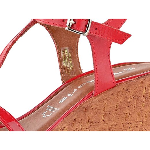 Tamaris červené páskové sandály na klínu 1-28347-24 - GLAMI.cz