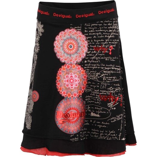 Červeno-černá sukně s ornamenty Desigual Natalia - GLAMI.cz