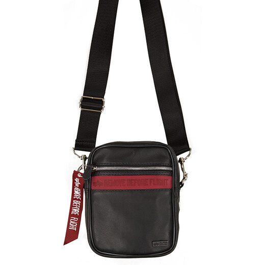 ALPHA INDUSTRIES taška RBF Leather Messenger Bag black/red - GLAMI.cz