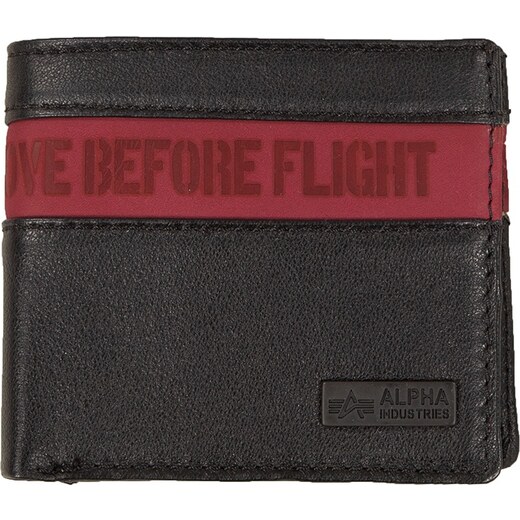 ALPHA INDUSTRIES peněženka RBF Leather Wallet black/red - GLAMI.cz