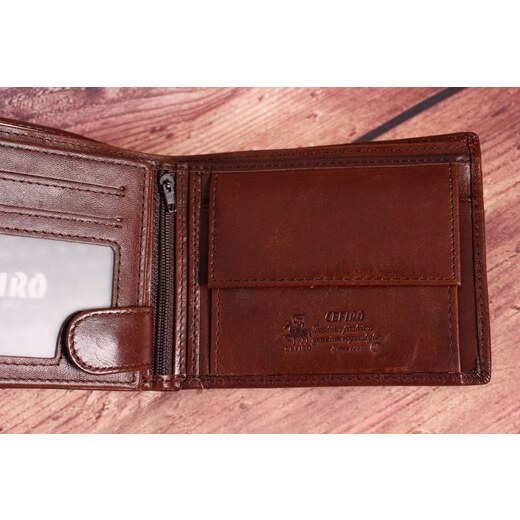 Pánská peněženka CEFIRO (XH38-538A-7) - hnědá (12x10 cm) - GLAMI.cz