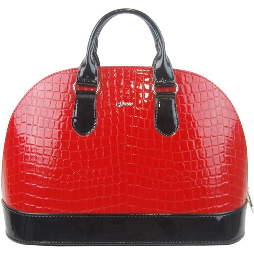 Grosso Elegantní červená lakovaná kabelka s krokodýlím vzorem S24 - GLAMI.cz