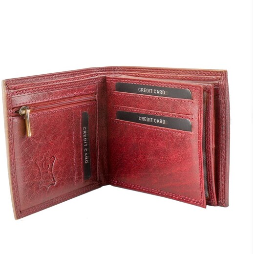 Luxusní pánská kožená peněženka hnědočervená premium kůže značky Hunters  KHT5700RED - GLAMI.cz