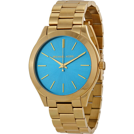 Zlaté hodinky se světle modrým ciferníkem Michael Kors MK3265 - GLAMI.cz