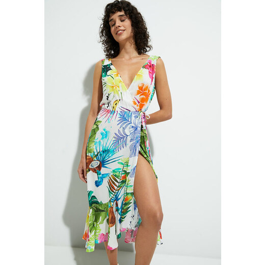 Desigual barevné letní šaty Vest Seychelles - GLAMI.cz