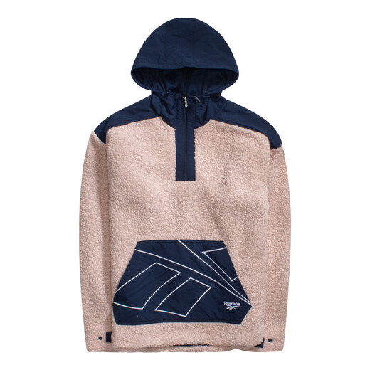 reebok classics sherpa vector hoodie in beige