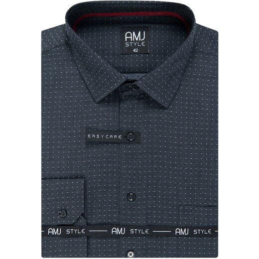 Pánská košile AMJ Comfort fit s tečkami - šedá VDR1027 - GLAMI.cz
