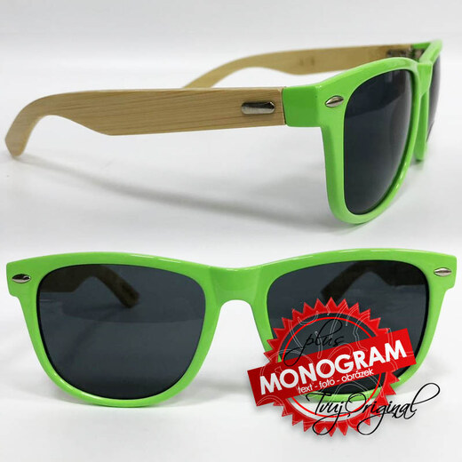 BE ORIGINAL Zelené sluneční brýle BEORIGINAL bamboo s vlastním textem  včetně dárkového balení - GLAMI.cz