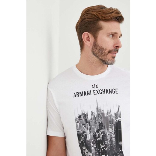 Bavlněné tričko Armani Exchange bílá barva, s potiskem - GLAMI.cz