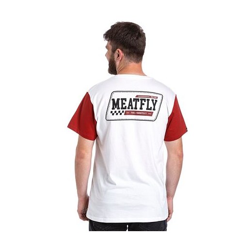 Meatfly pánské tričko Racing White / Dark Red | Bílá - GLAMI.cz