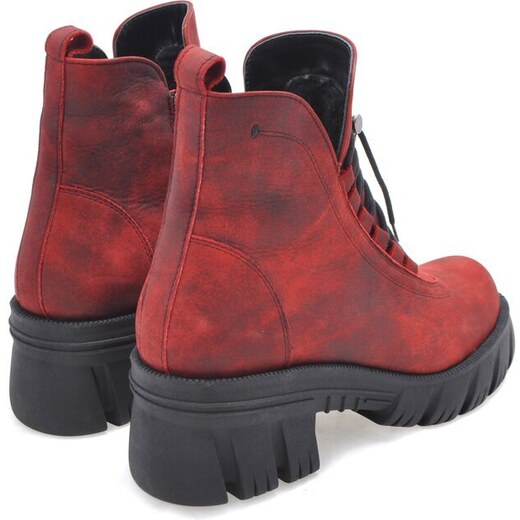 Melírované kotíkové boty z broušené kůže Barton 2257 červená - GLAMI.cz