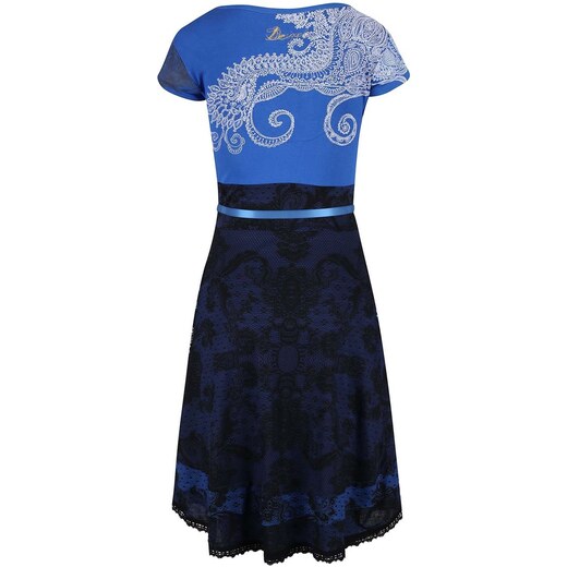 Modré vzorované šaty Desigual Liz Rep - GLAMI.cz