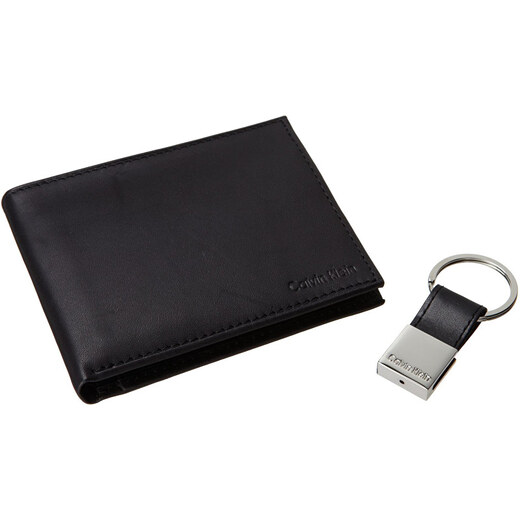 Calvin Klein Pánská peněženka s klíčenkou Leather Bookfold Wallet and Key  Fob Set-black - GLAMI.cz