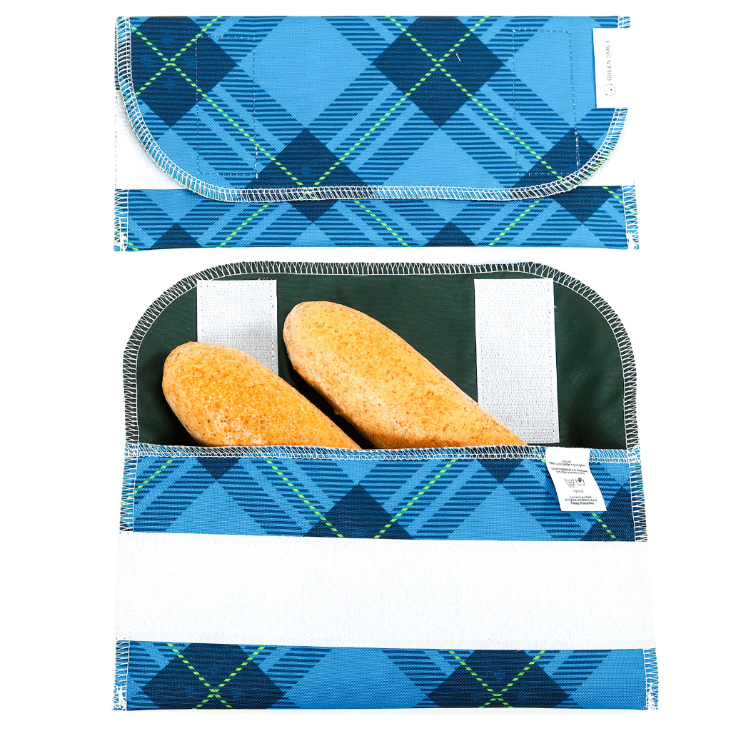 Svačinová kapsička - Modrá kostka Dvojrohlík - GREEN SMILE