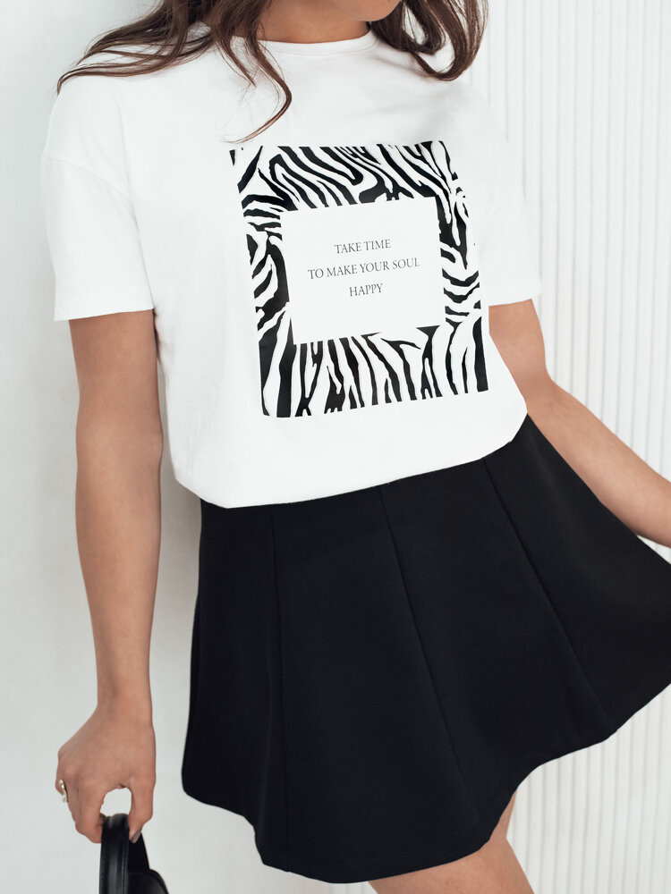 BASIC Bílé tričko s potiskem TEBOHON Bílá