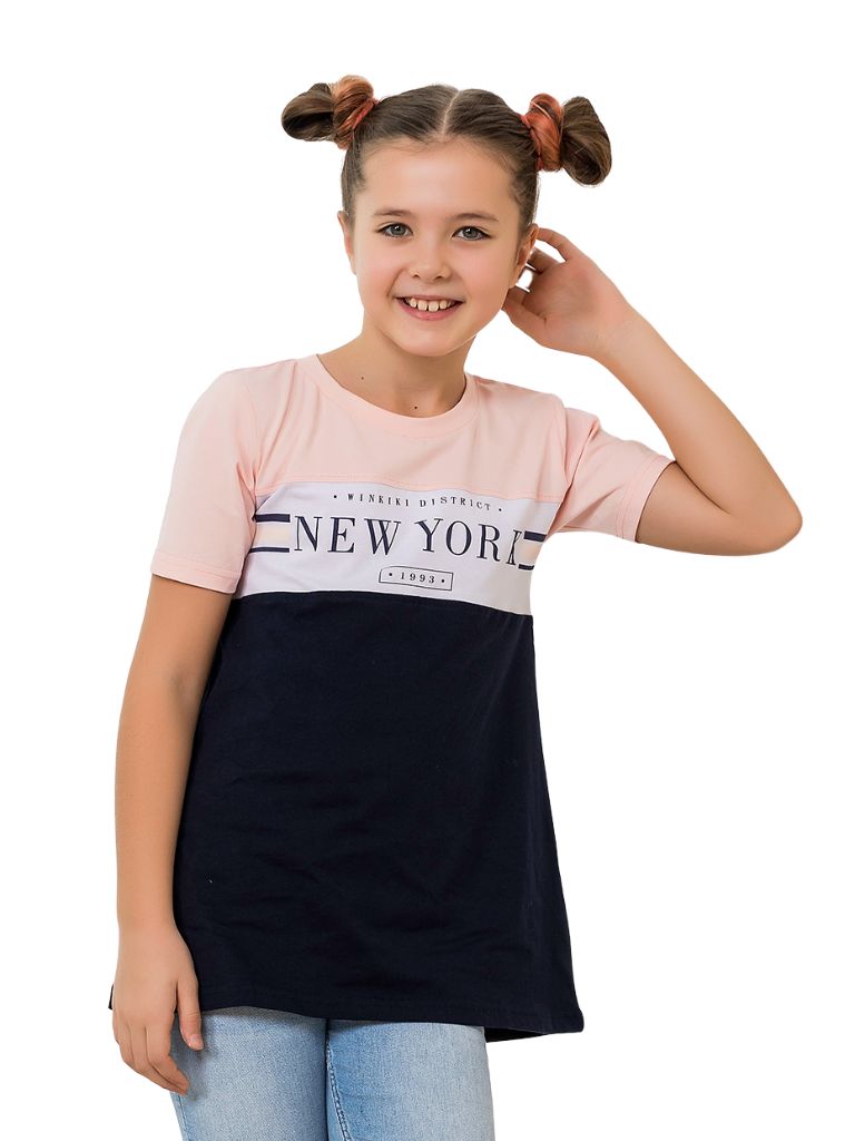 Winkiki Kids Wear Dívčí tunika New York - růžová/navy