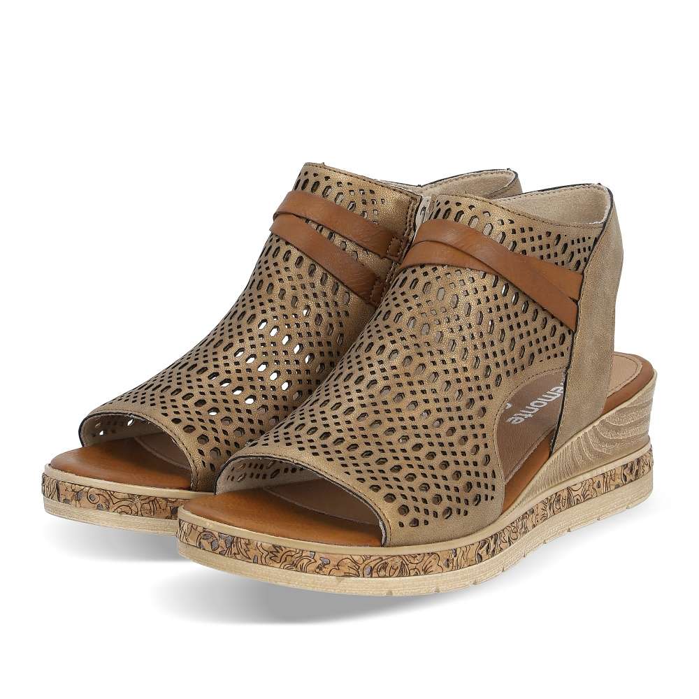 RIEKER Dámské sandály REMONTE D3075-90 zlatá