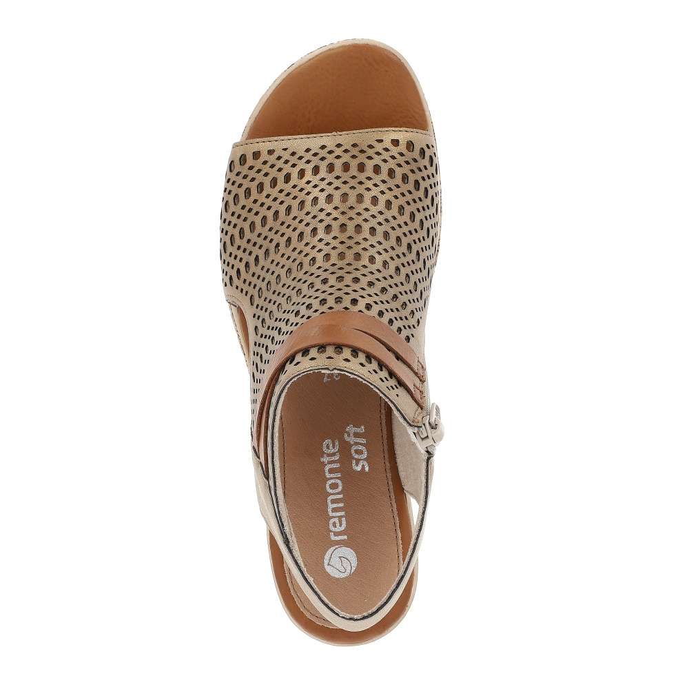 RIEKER Dámské sandály REMONTE D3075-90 zlatá