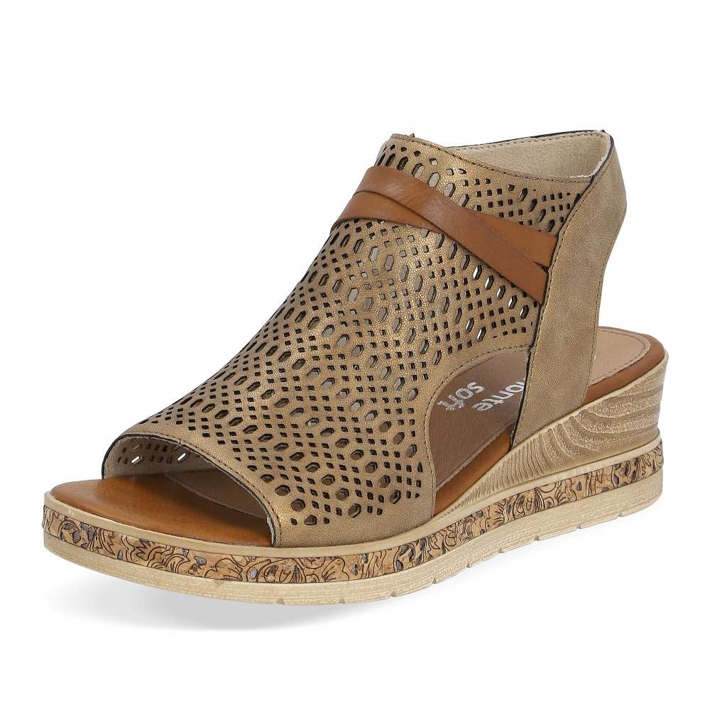 RIEKER Dámské sandály REMONTE D3075-90 zlatá