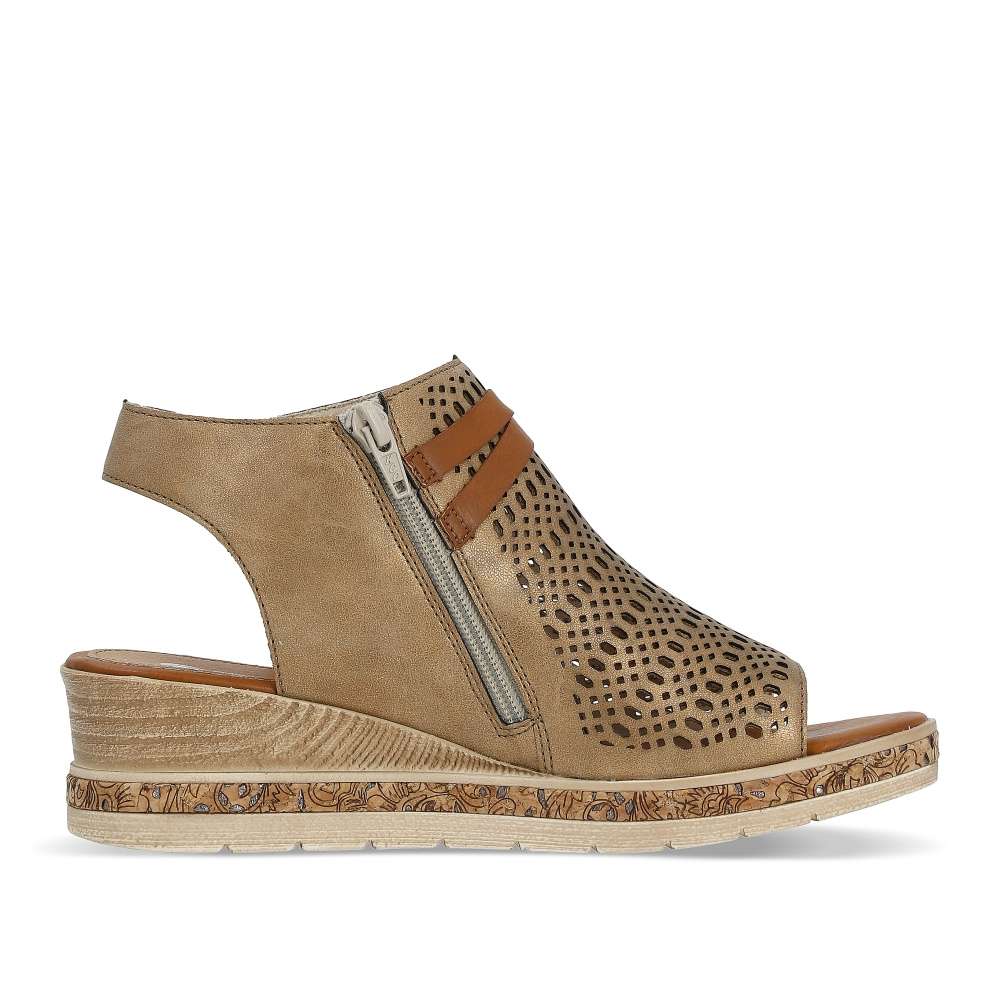 RIEKER Dámské sandály REMONTE D3075-90 zlatá