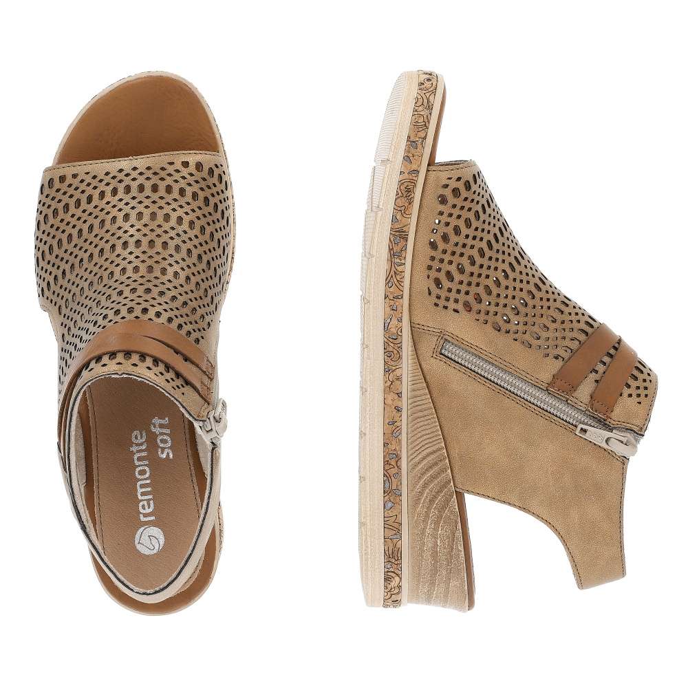 RIEKER Dámské sandály REMONTE D3075-90 zlatá