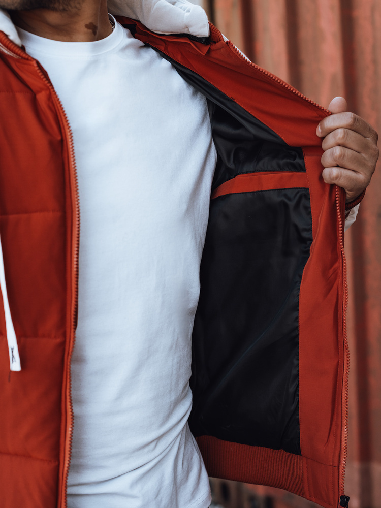 BASIC Pánská červená zimní bunda s kapucí