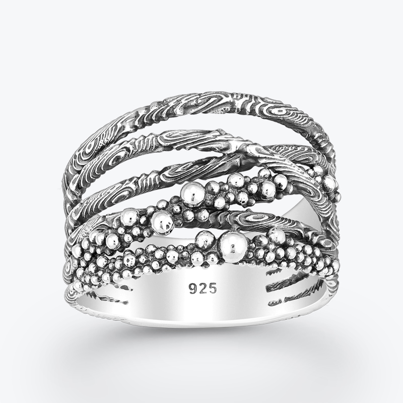 Estemia Stříbrný vrstvený prsten Cascade - Ag925