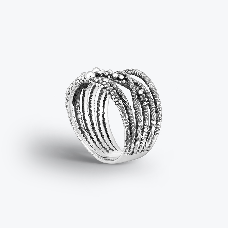 Estemia Stříbrný vrstvený prsten Cascade - Ag925