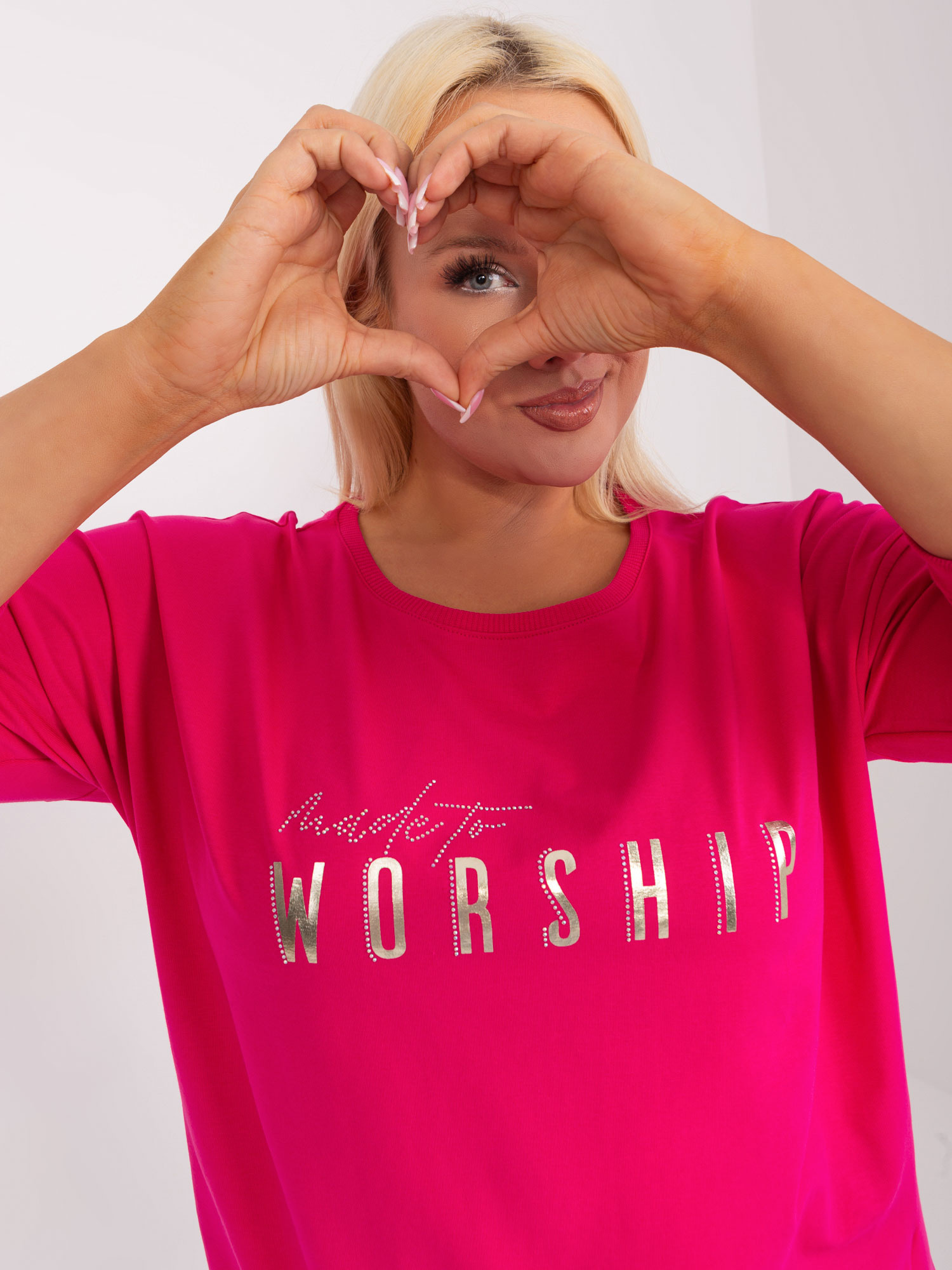 RELEVANCE Tmavě růžové tričko WORSHIP --fuchsia Tmavě růžová