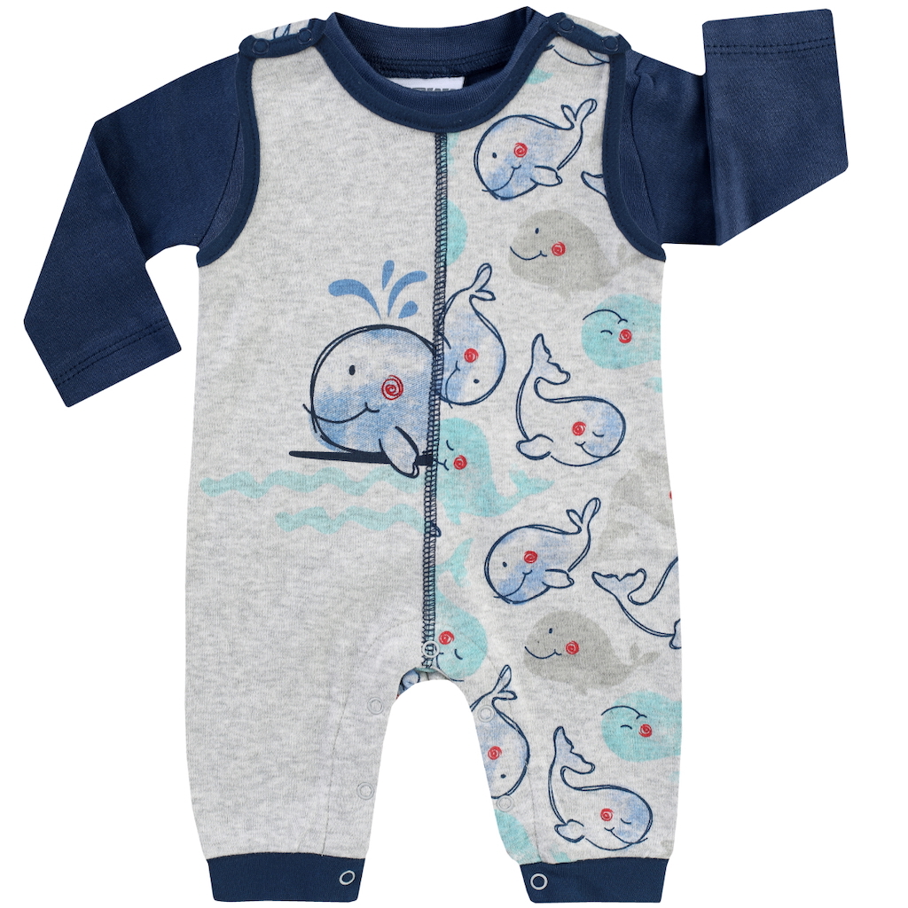 Jacky Kojenecké dupačky a tričko modré Velryba