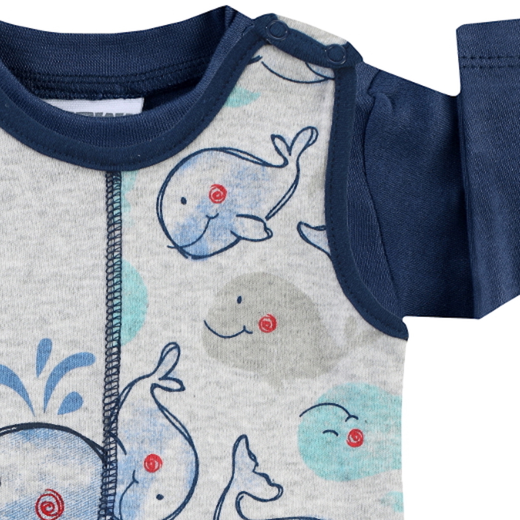 Jacky Kojenecké dupačky a tričko modré Velryba