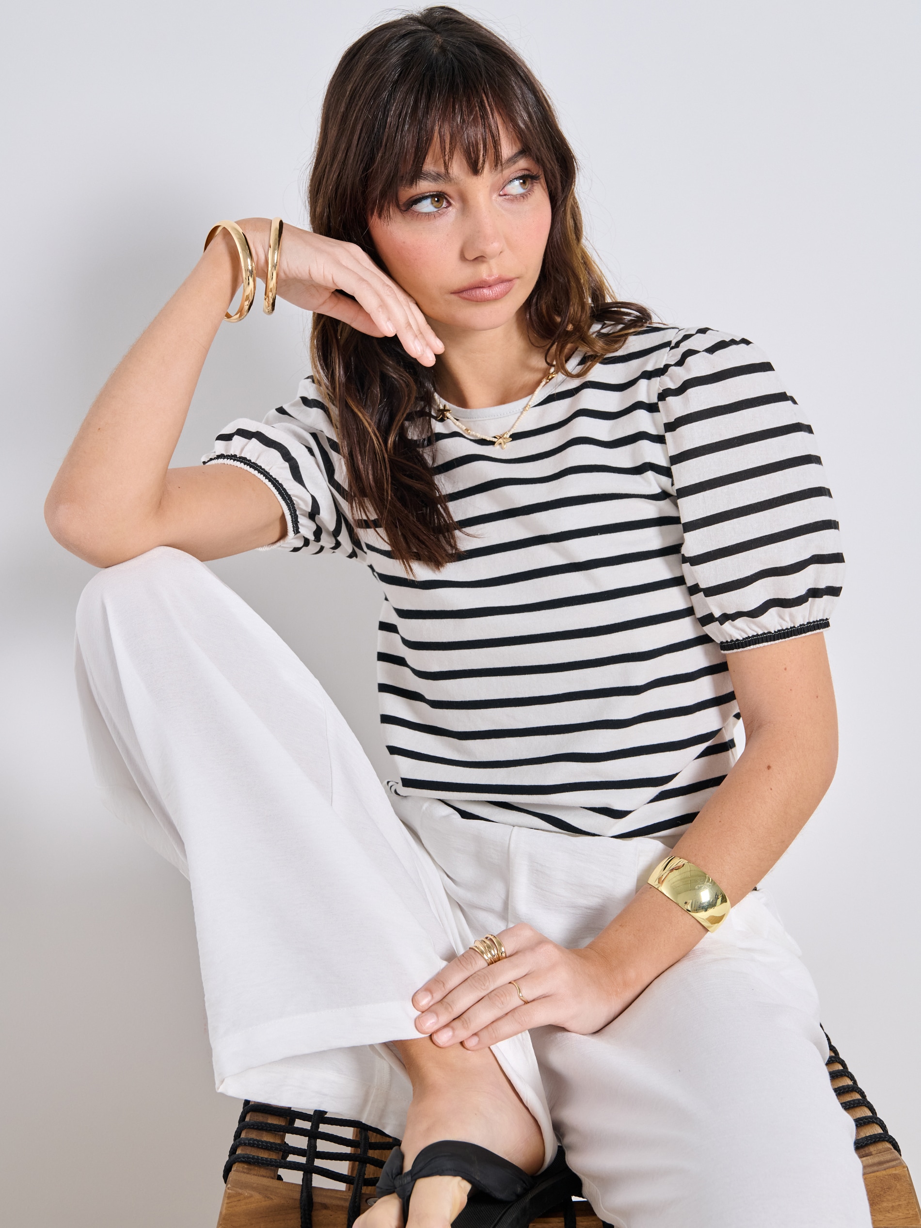 Sinsay - Bavlněná proužkovaná halenka - vícebarevná