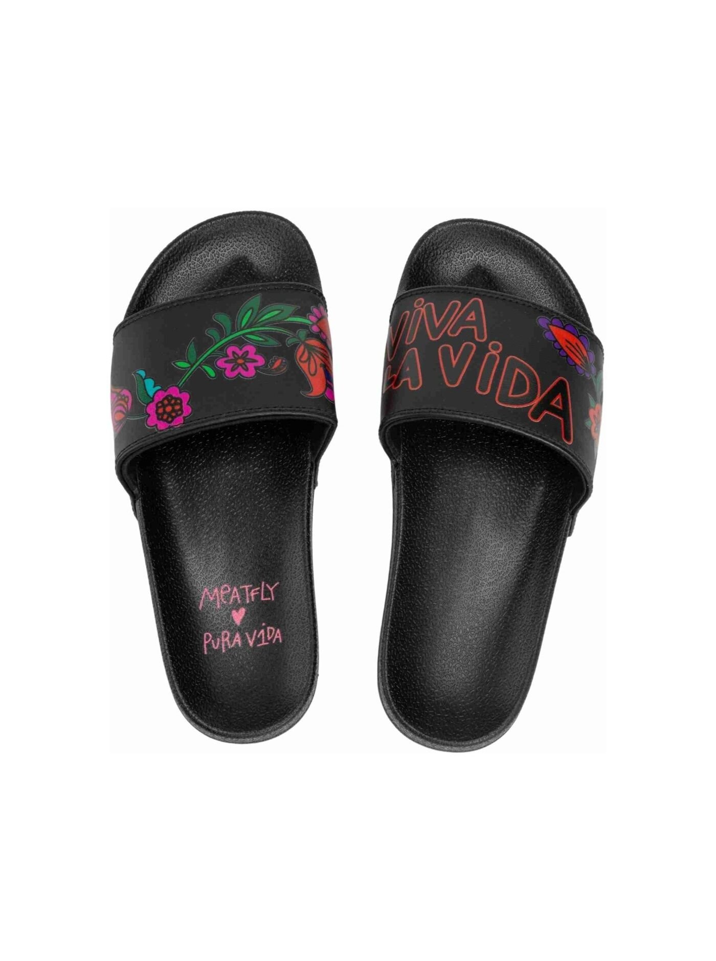 Meatfly dámské pantofle X Hudson Pura Vida Viva La Vida Black | Černá