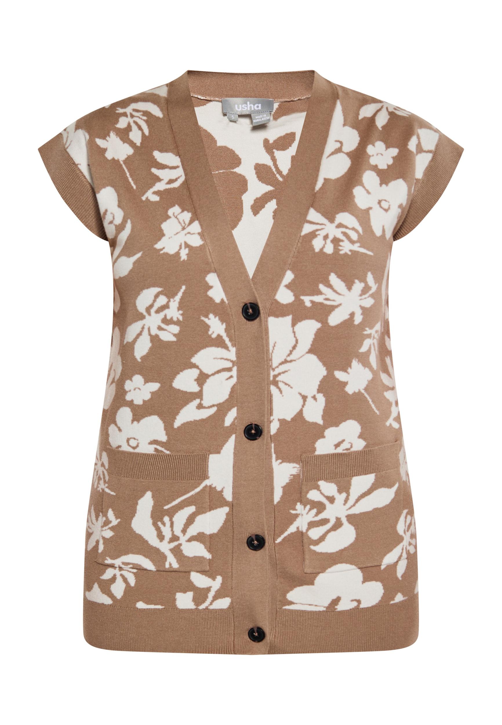 Usha Pletená vesta hnědá / barva bílé vlny