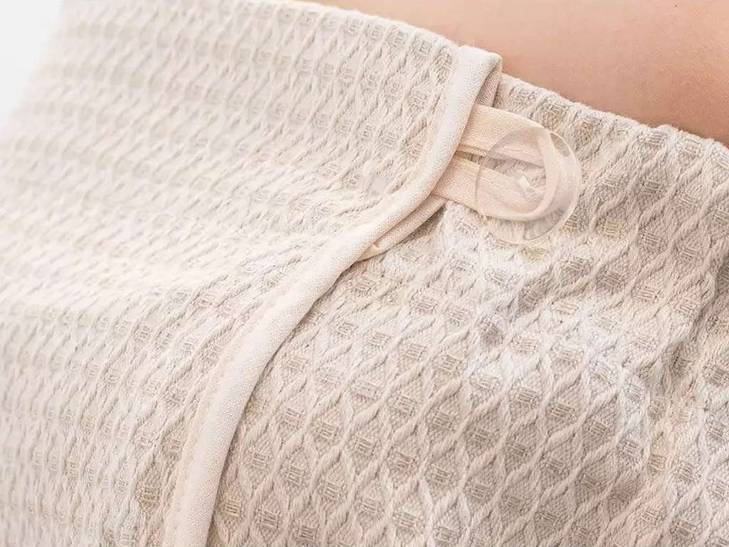 Dámský kilt do sauny - Květy, lněno-bavlněný, přírodní