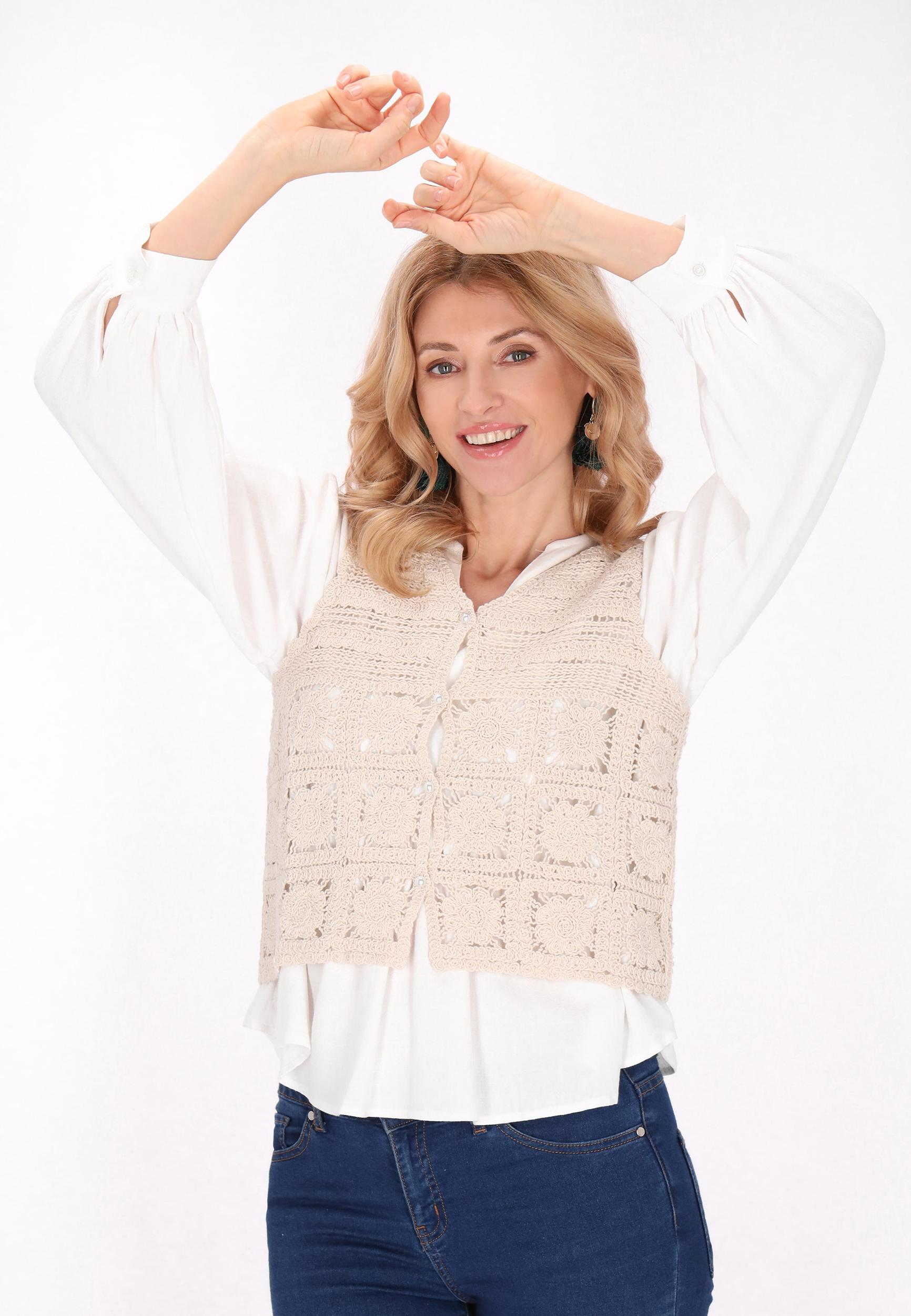 usha FESTIVAL Pletená vesta 'Fashion Look' krémová