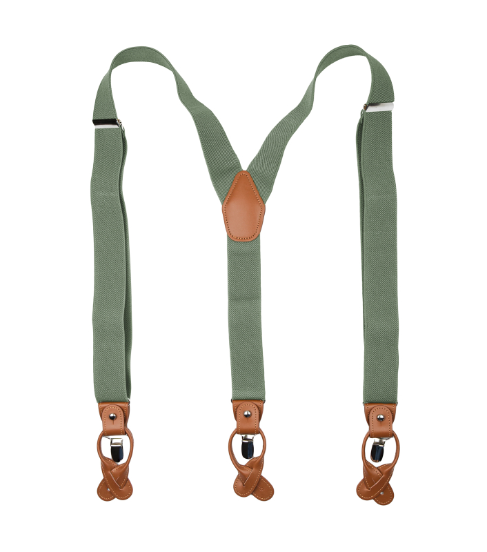 Bubibubi Zelená sada Sage green pro tátu a syna s motýlky a kšandami