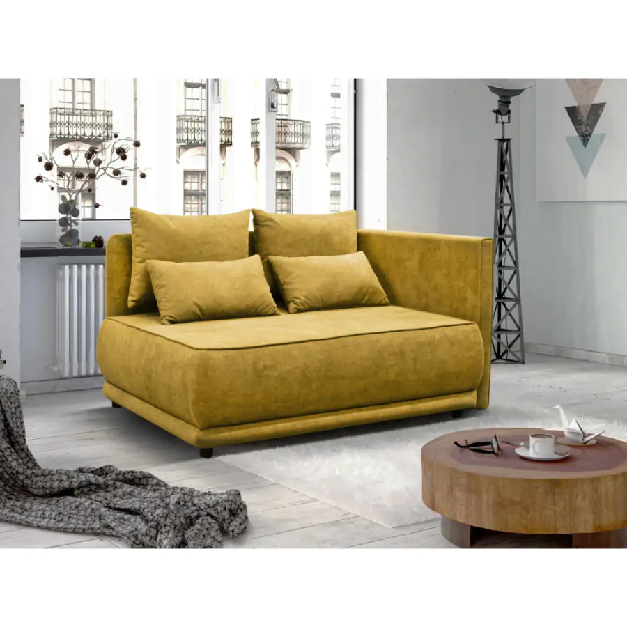 Tempo Kondela Rozkládací pohovka LIAMI, PRAVÁ, hořčicová