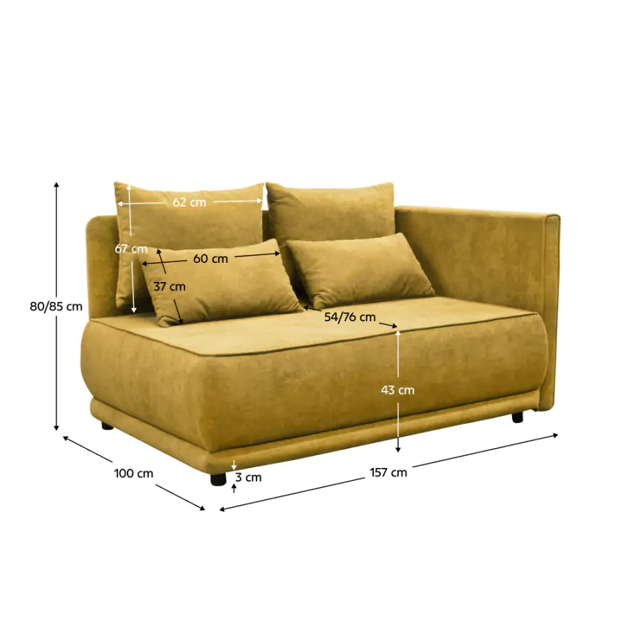 Tempo Kondela Rozkládací pohovka LIAMI, PRAVÁ, hořčicová