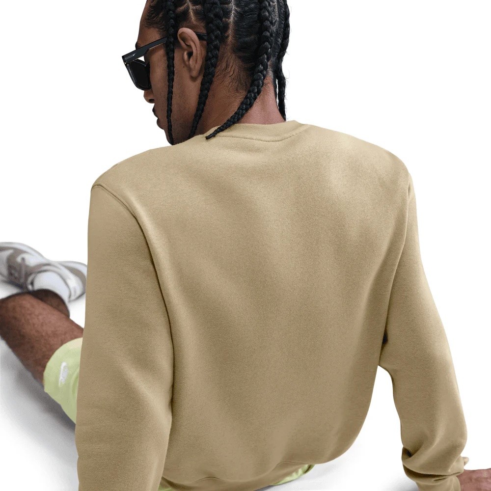 Nike Club Mens Fleece Crew PARACHUTE BEIGE/WHITE 297