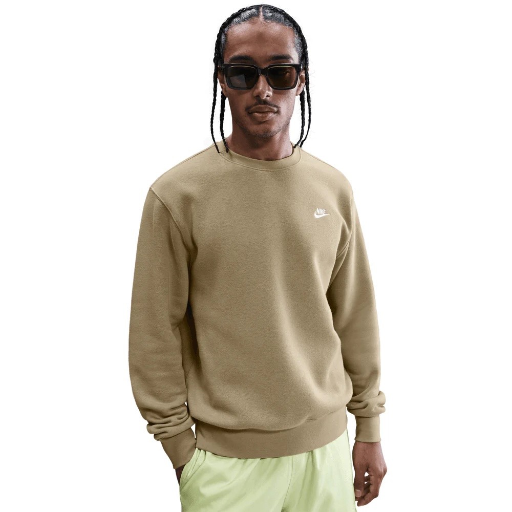 Nike Club Mens Fleece Crew PARACHUTE BEIGE/WHITE 297